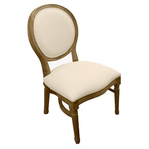 King Louis Chair – Antique Wood Fabric Back – Professional Party Rentals