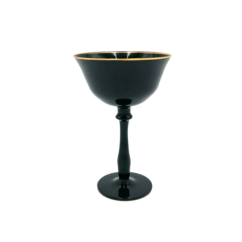 Stella Black with Gold Rim Coupe Glass - MTB Event Rentals