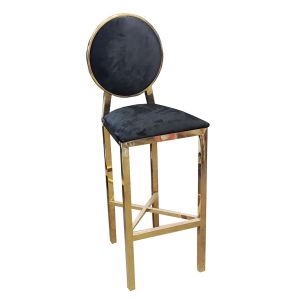 Washington Round Back Bar Stool- Gold with Black Velvet