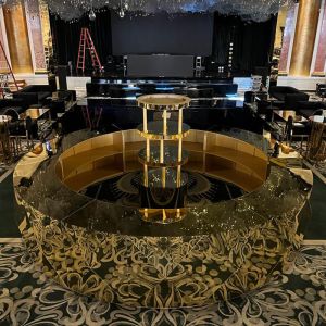 16ft Round Gold Plexiglass Geometric Bar