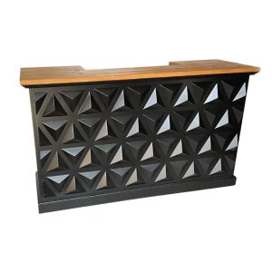 6ft Black Geometric Bar w/ Wood Top