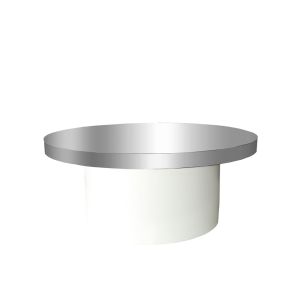 72in Round Mirror Table with White Base (Real Mirror Top)