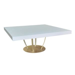 72in x 72in Monte Carlo Ivory Velvet Table with Gold Base