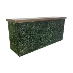8ft Artificial Hedge Bar- Rustic Top