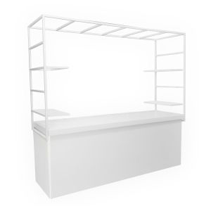 8ft White Food Station w/ Metal Structure