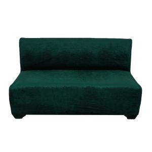 Armless Sofa with Velvet Cover- Hunter Green