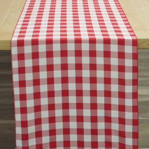 Polyester Checkered White/ Red Table Runner