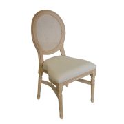 Rattan Back Distressed Cream Louis Chair