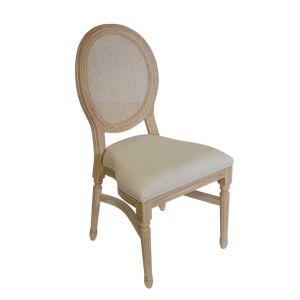 Rattan Back Distressed Cream Louis Chair