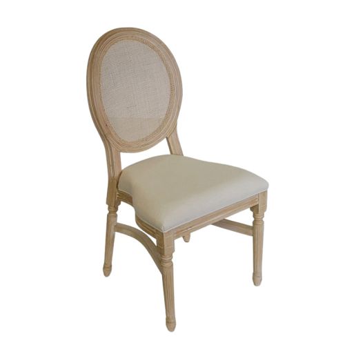 Rattan Back Distressed Cream Louis Chair