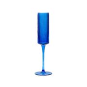 Ribbed Cobalt Blue Champagne Flute