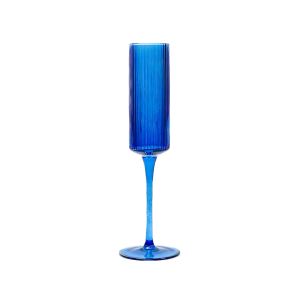 Ribbed Cobalt Blue Champagne Flute