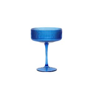 Ribbed Cobalt Blue Coupe Glass