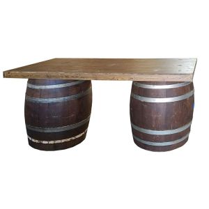 8ft Rustic Table Top w/ Wine Barrels