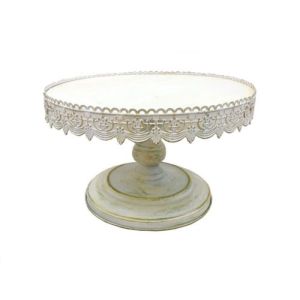 Distressed White Cake Stand