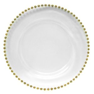 Beaded Trim Charger- Gold