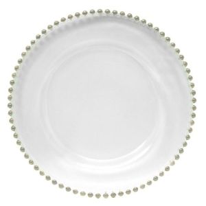 Beaded Trim Charger- Silver