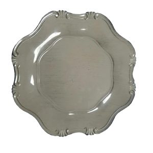 Acrylic Baroque Stone Charger- Light Grey