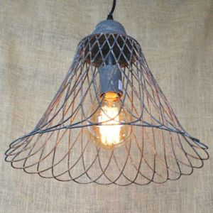 Vintage Rustic Wire Basket Lamp
