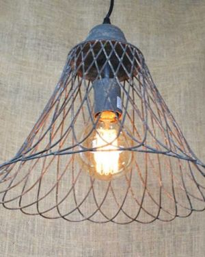 Vintage Rustic Wire Basket Lamp
