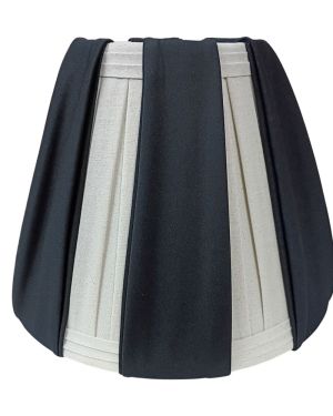 Linen Lamp Shade- Black & Cream